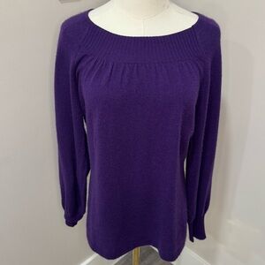 Precious Fibers 100% Cashmere Sweater Womens XS Purple Square Neck Long Slv‎